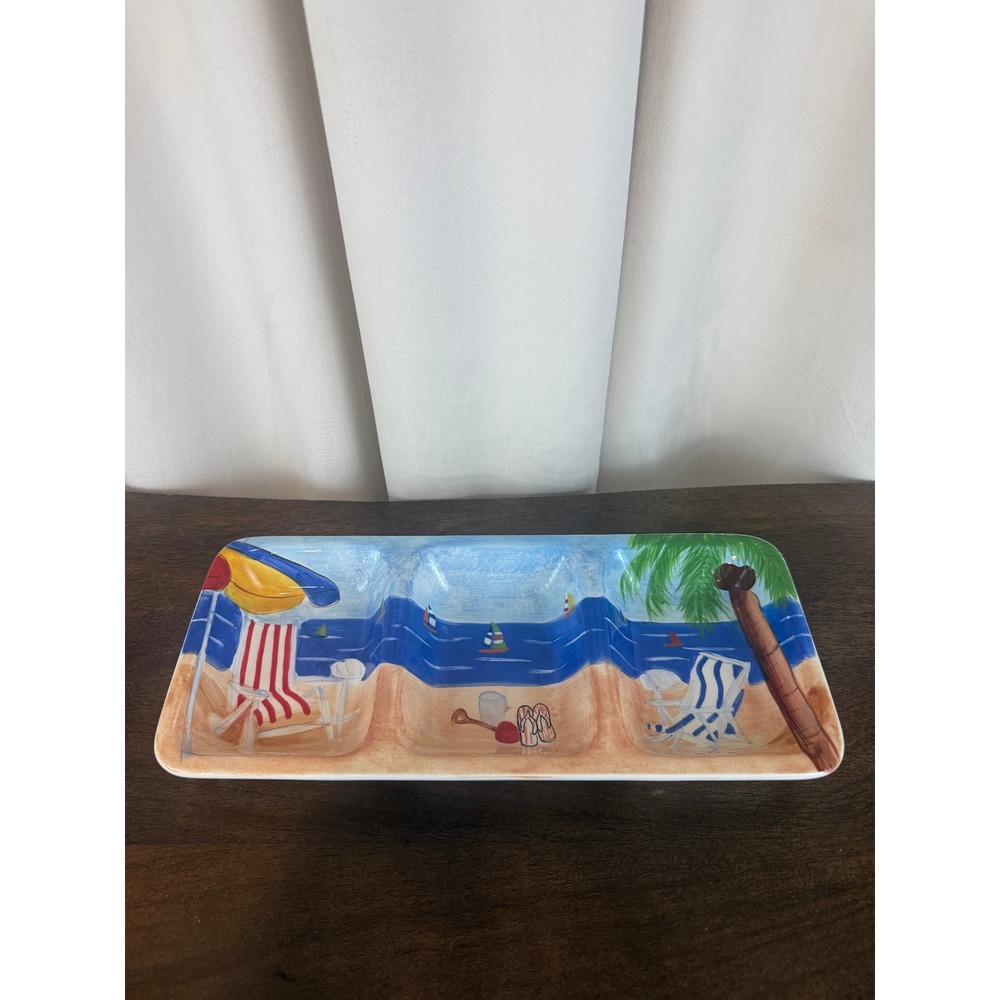 VTG Stonelite Day‎ at The Beach 3-Section Serving Dish Tray 13.5"x 6" EUC!